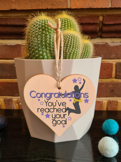 Handmade Wooden Hanging Heart Plaque Gift to Congratulate for Slimming World Weight Watchers