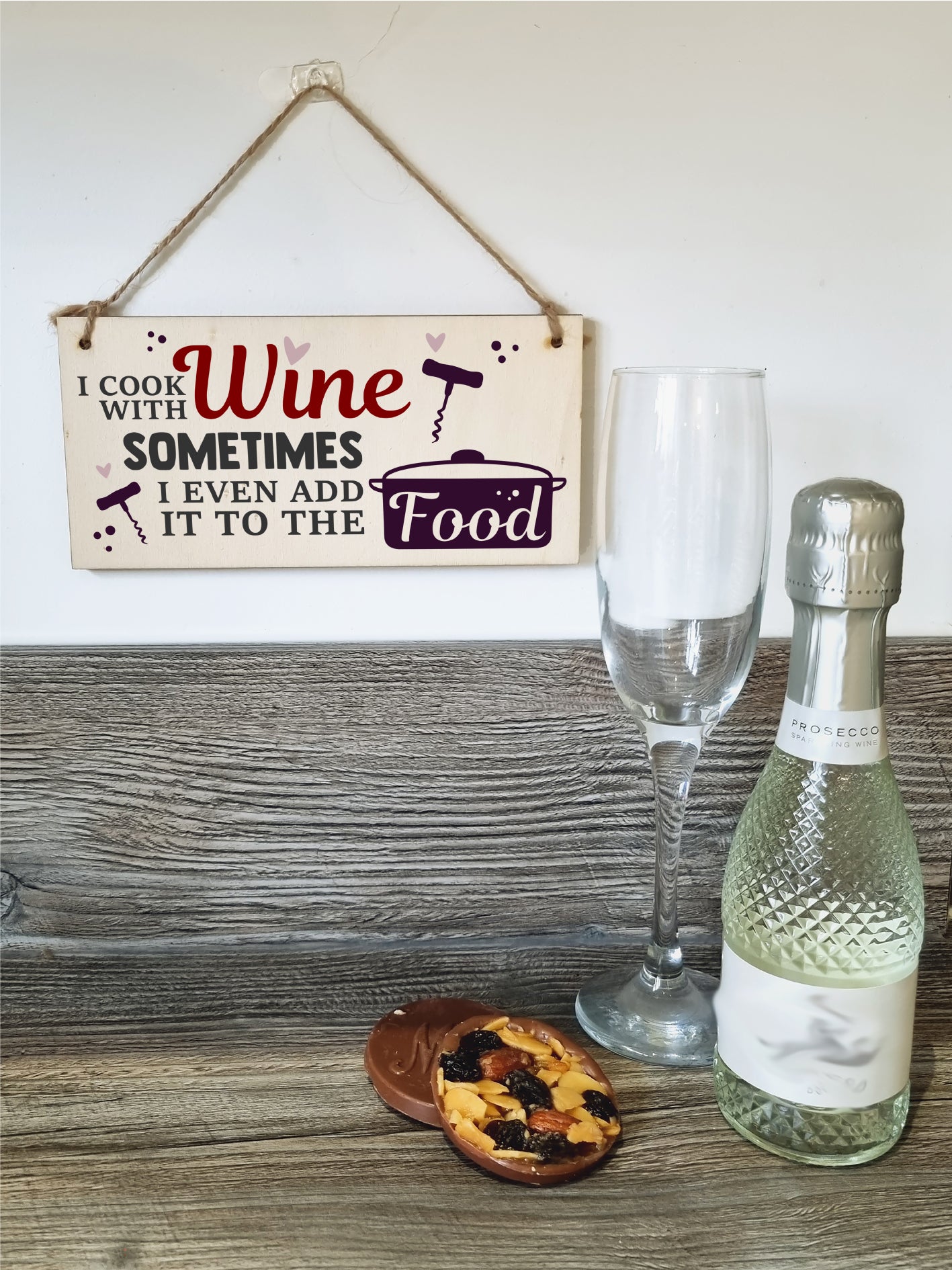 I Cook With Wine Funny Novelty Handmade Wooden Hanging Wall Plaque Gift Kitchen Home Bar Sign Decoration