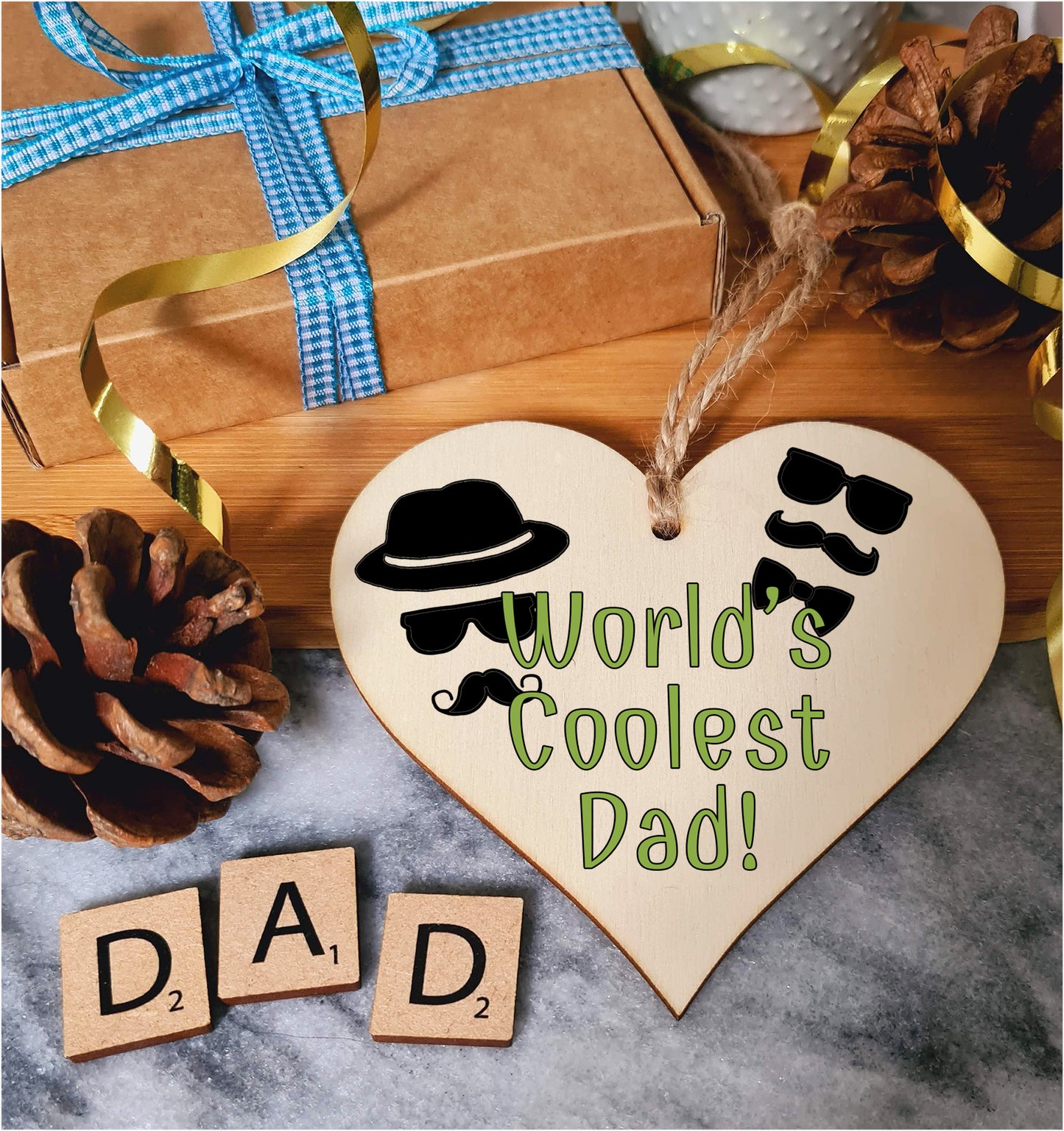 Handmade Wooden Hanging Heart Plaque Gift for Dad this Fathers Day Novelty Fun Thoughtful Keepsake