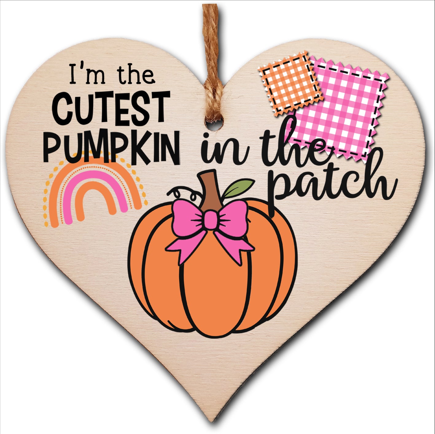 Cutest Pumpkin Patch Baby Girl Cute Autumn Seasonal Hanging Heart Wooden Decoration Gift Card Alternative New Baby Nursery