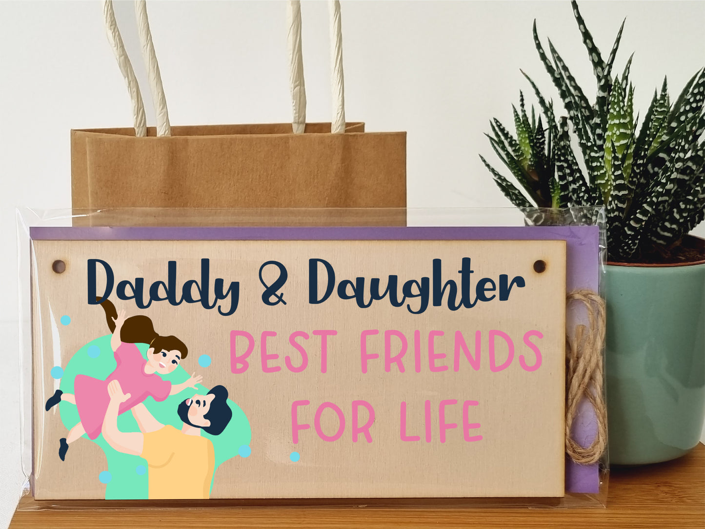 Handmade Wooden Hanging Wall Plaque Daddy Daughter Best Friends for Life Decorative Sentimental Gift Father's Day