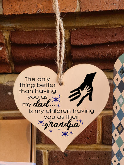 Handmade Wooden Hanging Heart Plaque Gift for Dad this Fathers Day Thoughtful Keepsake