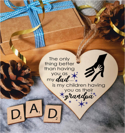 Handmade Wooden Hanging Heart Plaque Gift for Dad this Fathers Day Thoughtful Keepsake
