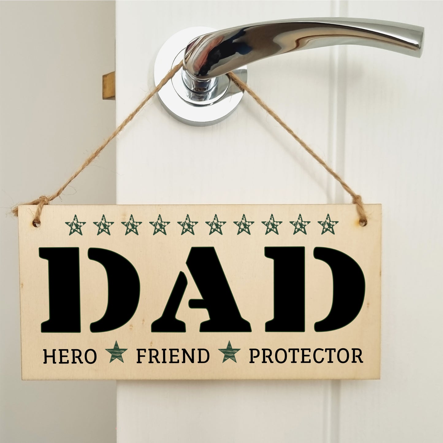 Handmade Wooden Hanging Wall Plaque Dad Hero Friend Protector Sentimental Gift Father's Day Office Man Cave