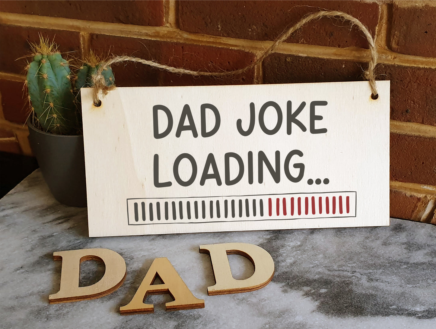 Handmade Wooden Hanging Wall Plaque Dad Joke Loading Funny Novelty Sign Father's Day Gift Man Cave Office