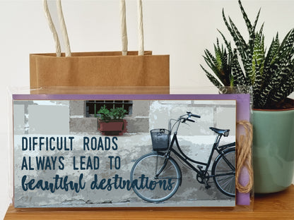 Handmade Wooden Hanging Wall Plaque Difficult Roads Lead to Beautiful Destinations Adventure Inspirational Sign