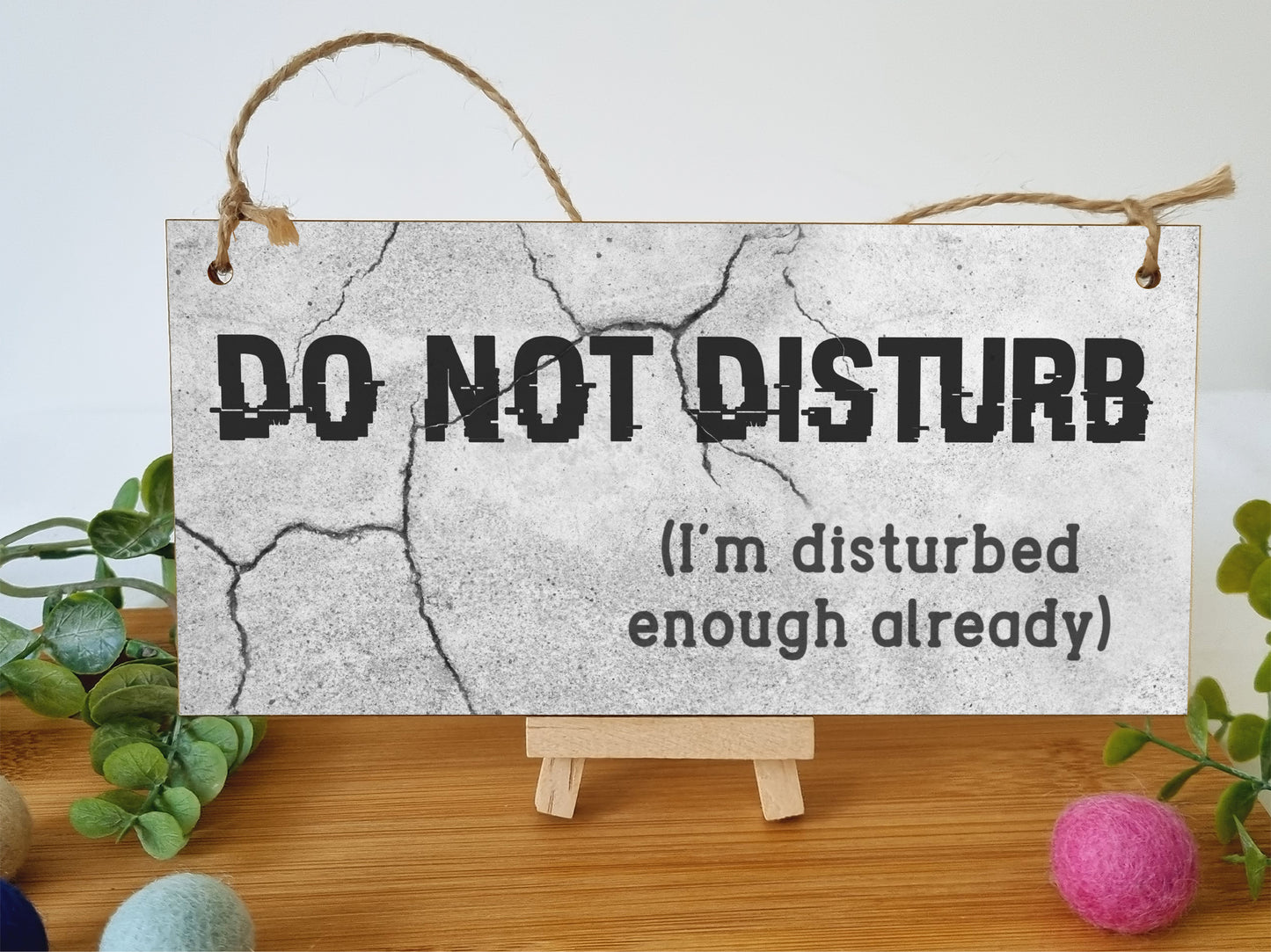 Handmade Wooden Hanging Wall Plaque Do Not Disturb Sign I'm Disturbed Already Funny Rude Joke Novelty Gift