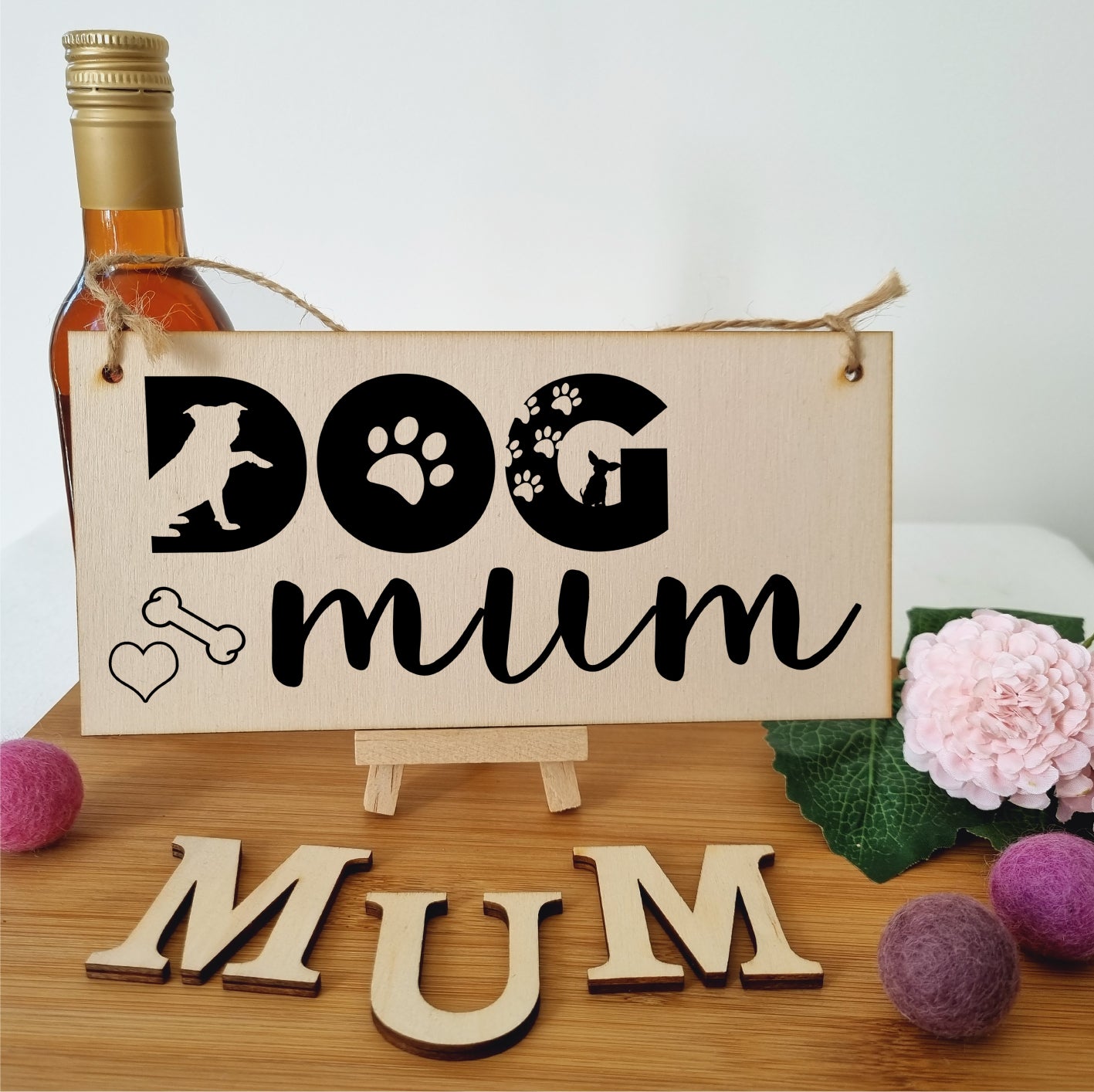 Handmade Wooden Hanging Wall Plaque Dog Mum Cute Funny Gift Pet Lover Dog Parent Mother's Day