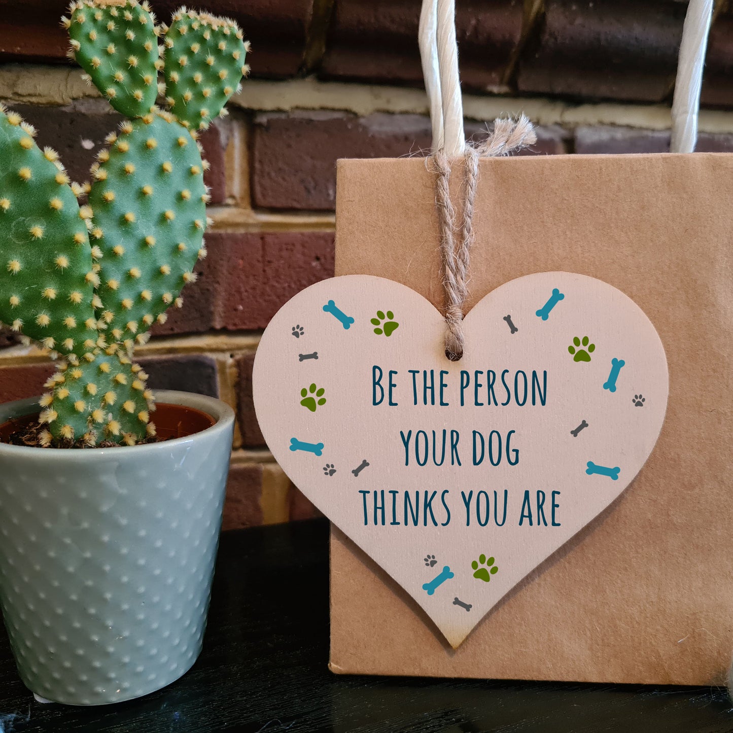 Handmade Wooden Hanging Heart Plaque Gift Be Person Dog Thinks You Are Funny Wall Hanger Pet Decoration Card Alternative