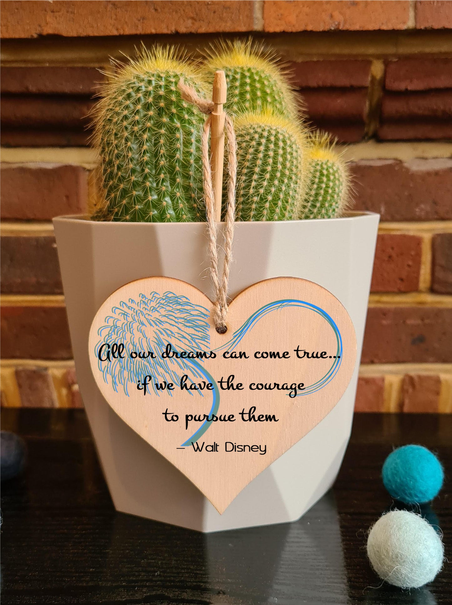 Handmade Wooden Hanging Heart Plaque Gift for Someone Special Inspirational Gift or Self Motivational Famous Quote