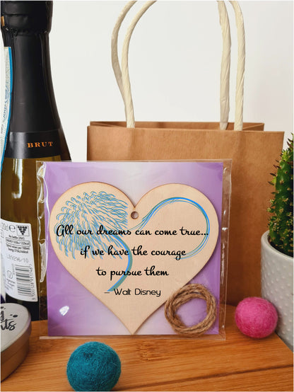 Handmade Wooden Hanging Heart Plaque Gift for Someone Special Inspirational Gift or Self Motivational Famous Quote