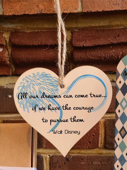 Handmade Wooden Hanging Heart Plaque Gift for Someone Special Inspirational Gift or Self Motivational Famous Quote