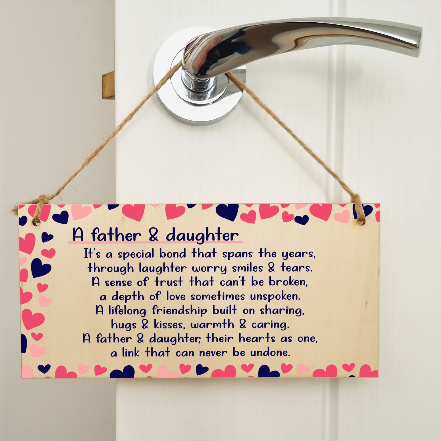 Handmade Wooden Hanging Wall Plaque Daddy Daughter Special Bond Hugs Kisses Decorative Sentimental Gift Father's Day