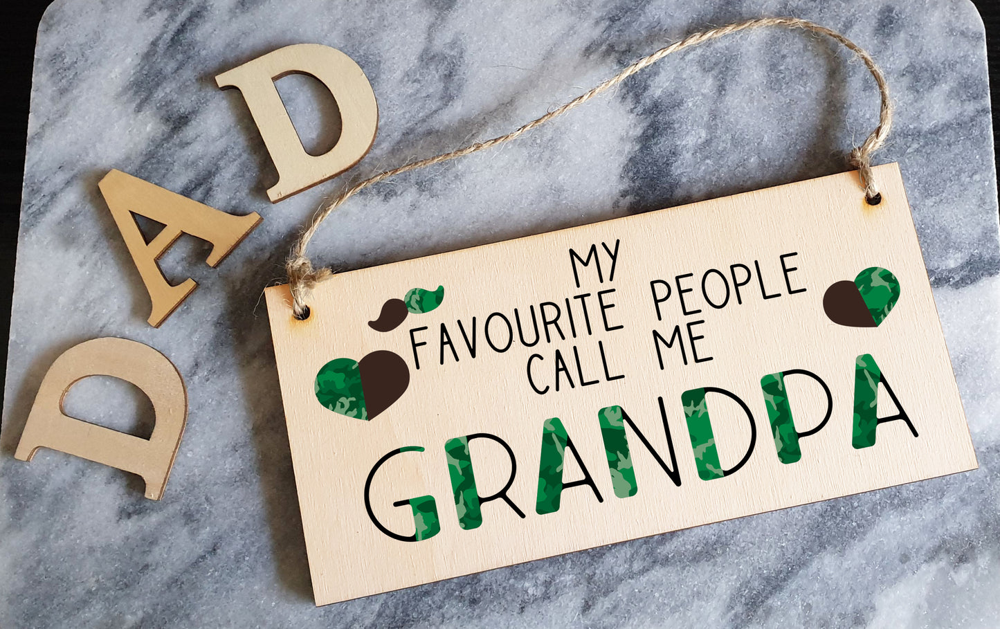 Handmade Wooden Hanging Wall Plaque Favourite People Call Me Grandpa Sentimental Gift Father's Day Man Cave