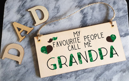 Handmade Wooden Hanging Wall Plaque Favourite People Call Me Grandpa Sentimental Gift Father's Day Man Cave