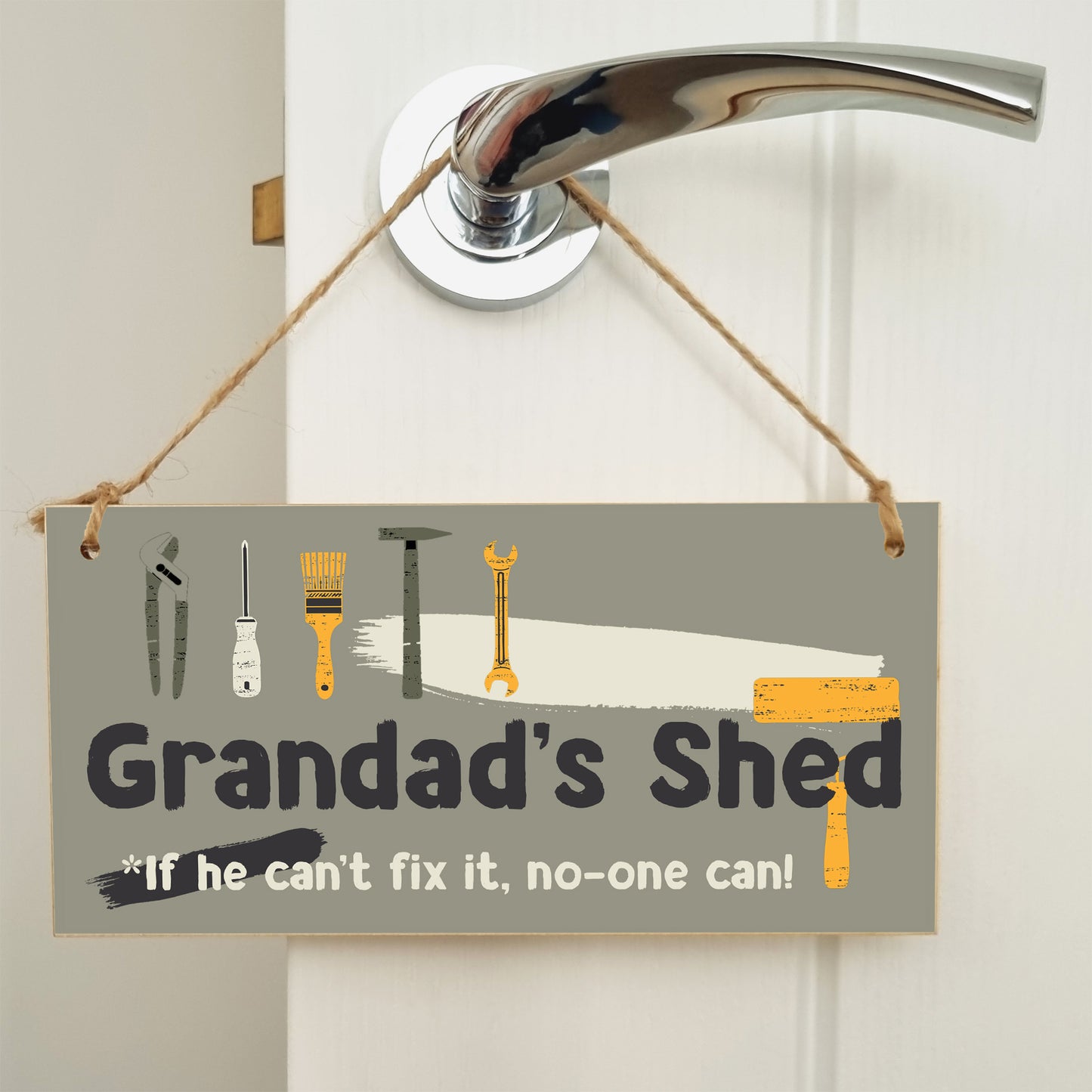 Handmade Wooden Hanging Wall Plaque Grandad's Shed If He Can't Fix It No One Can Funny Novelty Sign Shed Man Cave