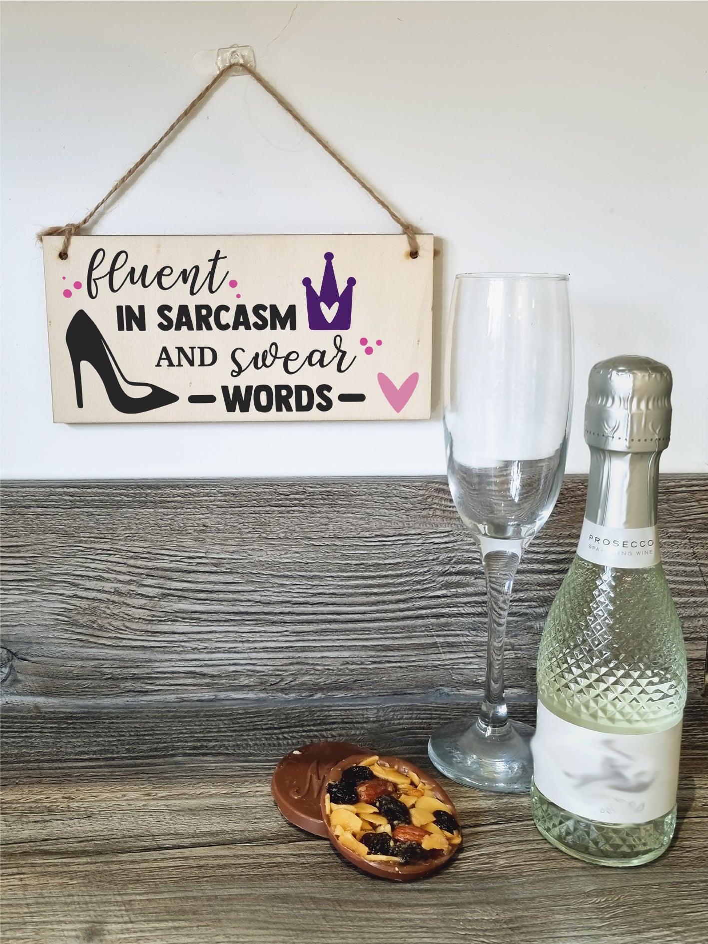 Handmade Wooden Hanging Wall Plaque Fuent in Sarcasm and Swear Words Decorative Funny Friendship Gift Sassy Queen