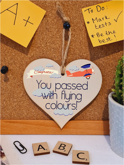 Handmade Wooden Hanging Heart Plaque Gift Well done on Passing Your Exams Congratulations Graduation Keepsake