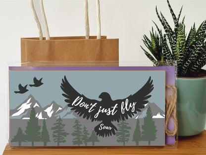 Handmade Wooden Hanging Wall Plaque Don't Just Fly Soar Motivational Inspirational Sign for Adventurers