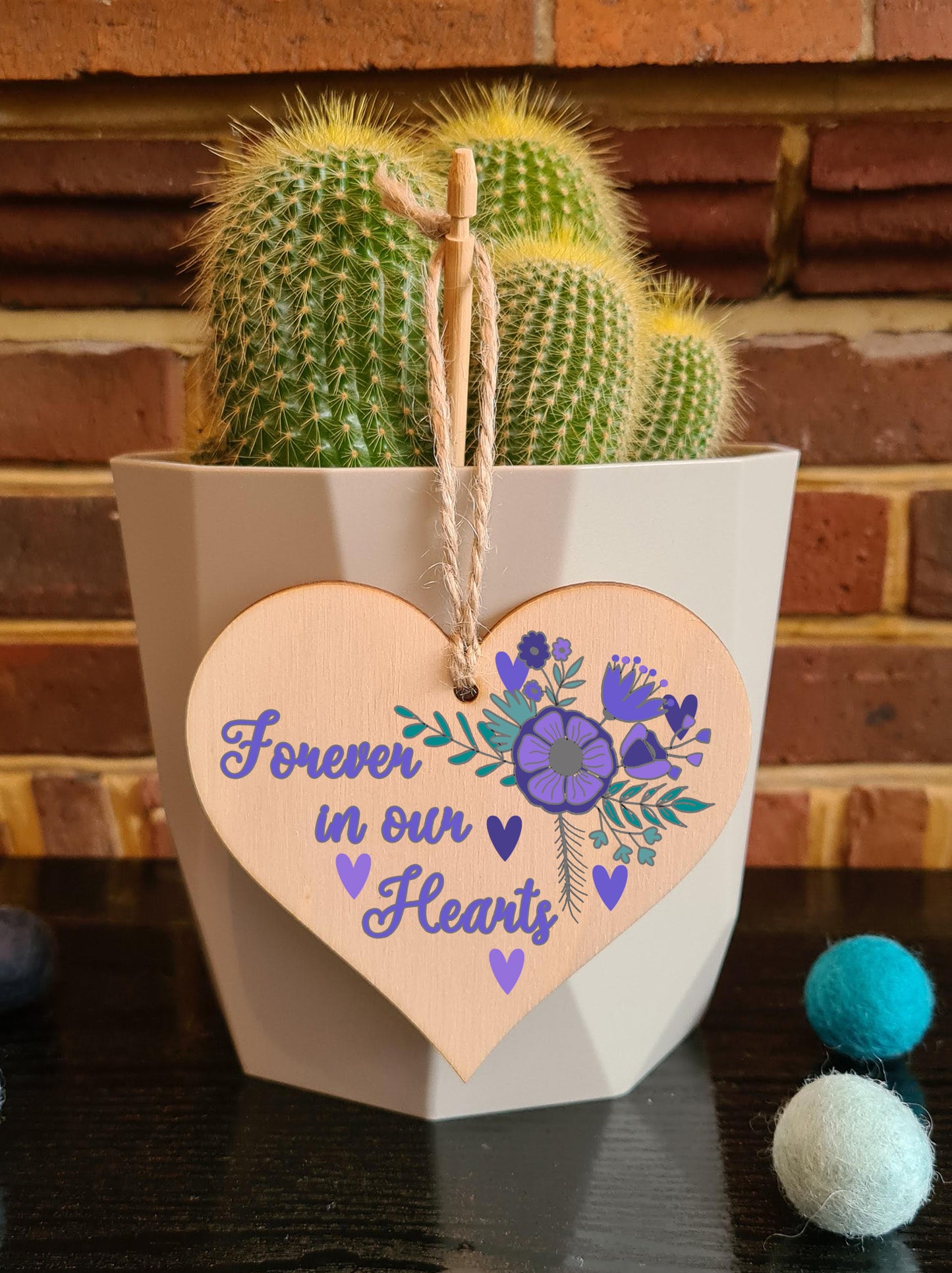 Handmade Wooden Hanging Heart Plaque Gift to Say Sorry Commiserations Sympathy Card Alternative