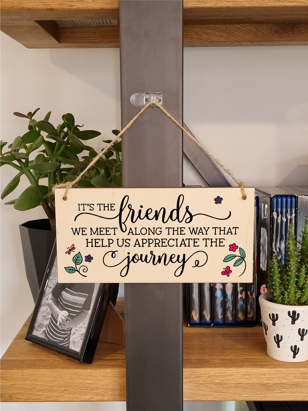 Handmade Wooden Hanging Wall Plaque Friends We Meet Appreciate the Journey Decorative Friendship Gift