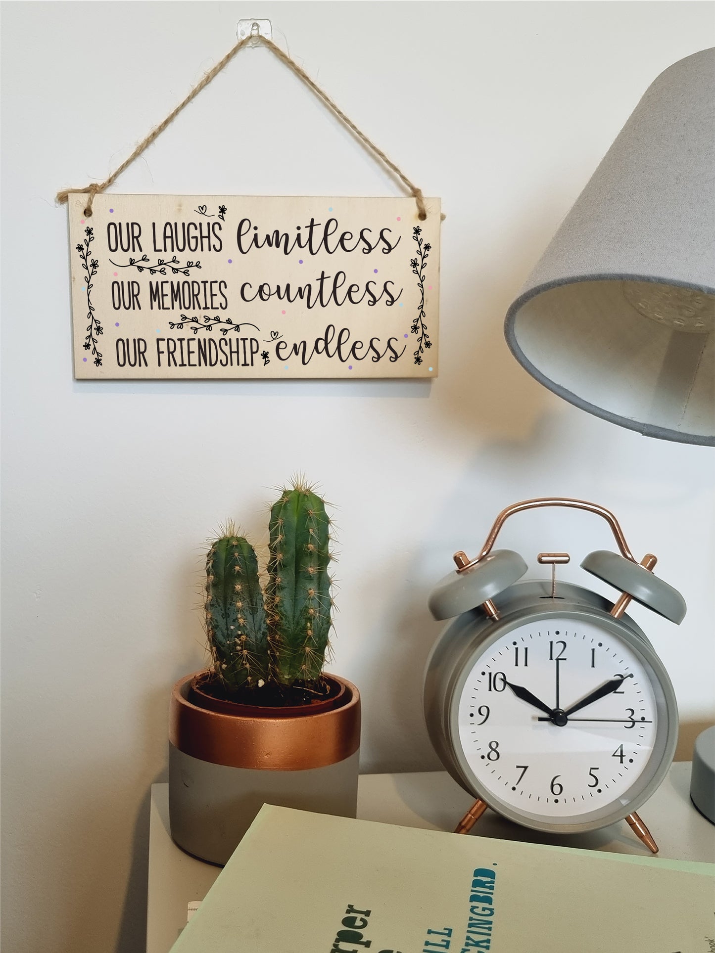 Our Laughs Limitless Friendship Endless Sweet Sentimental Handmade Wooden Hanging Wall Plaque Gift for Best Friend