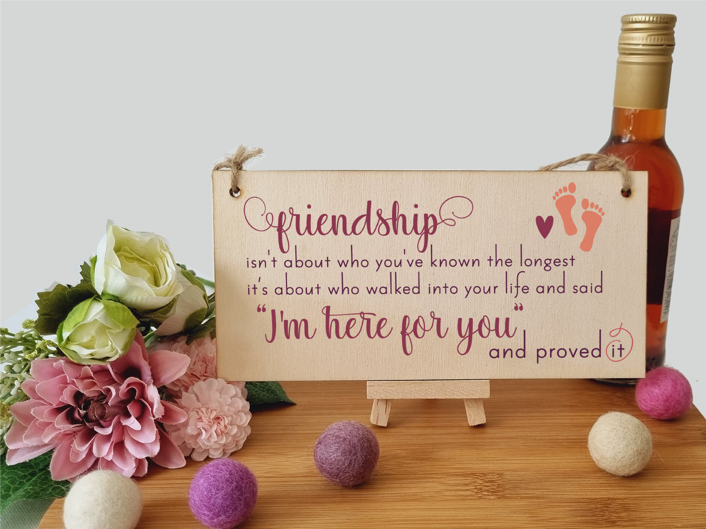 Handmade Wooden Hanging Wall Plaque Friendship Isn't Who You've Known Longest Proved It Sentimental Gift Sign