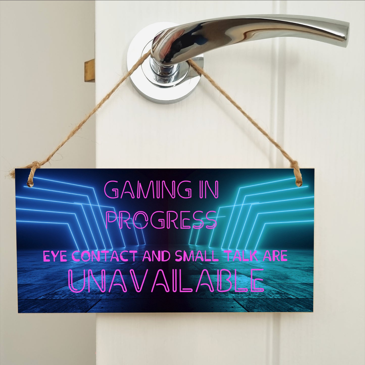 Gaming in Progress Game Room Door Sign Handmade Wooden Plaque Home Décor Hanging Sign Gift Gamer Fan Futurustic Style