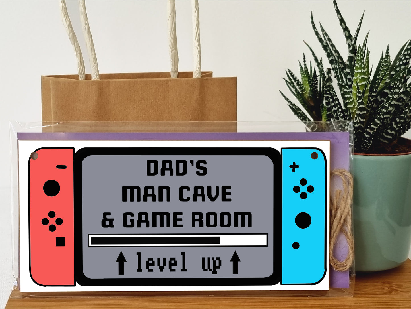 Handmade Wooden Hanging Wall Plaque Dad's Man Cave & Game Room Funny Gaming Novelty Sign Father's Day Gift