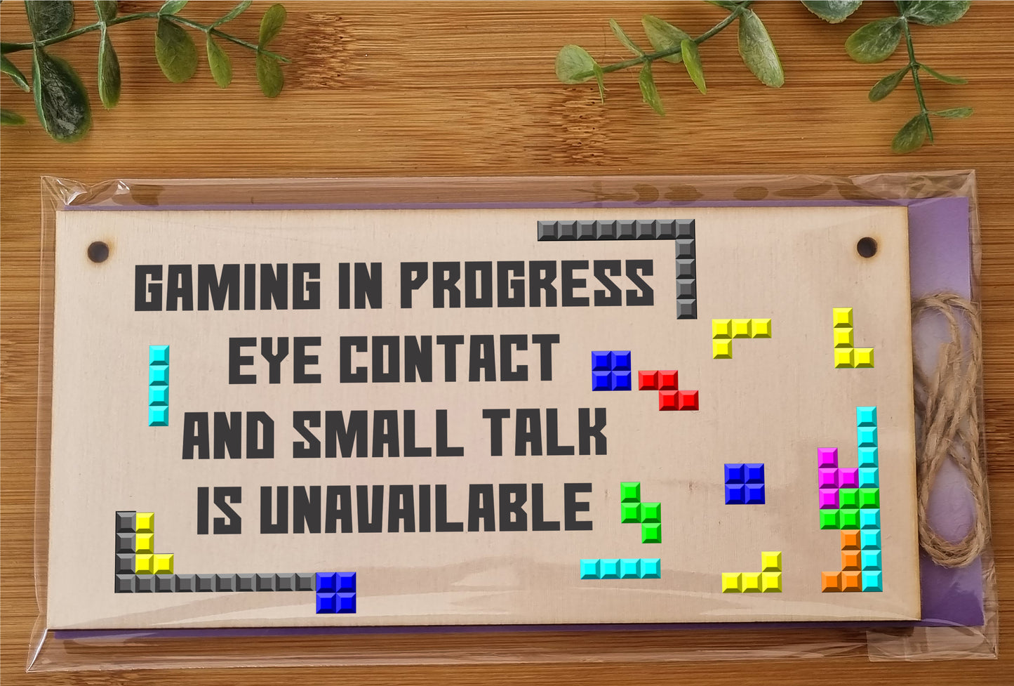 Handmade Wooden Hanging Wall Plaque Gaming In Progress Novelty Gift Gamers Computer Game Fans Man Cave Sign