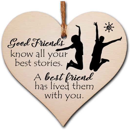 Handmade Wooden Hanging Heart Plaque Gift Perfect for your Best Friend Friendship Keepsake