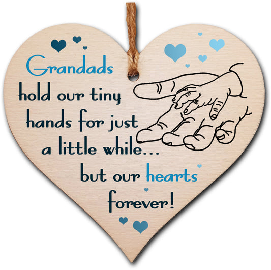Handmade Wooden Hanging Heart Plaque Gift for Grandads from Kids Babies Thoughtful Keepsake