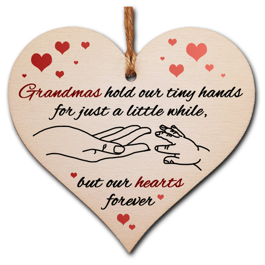 Handmade Wooden Hanging Heart Plaque Gift for Grandmas from Kids Babies Thoughtful Keepsake