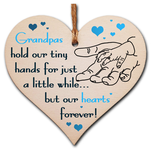 Handmade Wooden Hanging Heart Plaque Gift for Grandpas from Kids Babies Thoughtful Keepsake