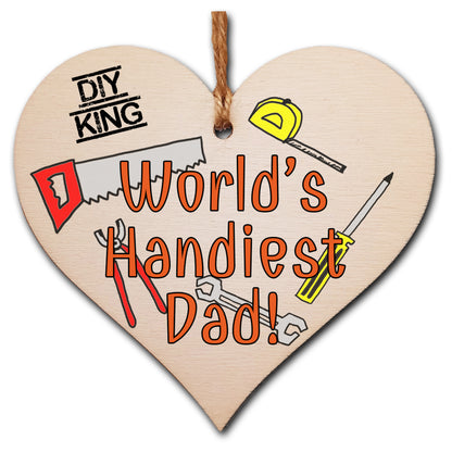Handmade Wooden Hanging Heart Plaque Gift for Dad this Fathers Day Novelty Fun Thoughtful Keepsake for DIY Fan