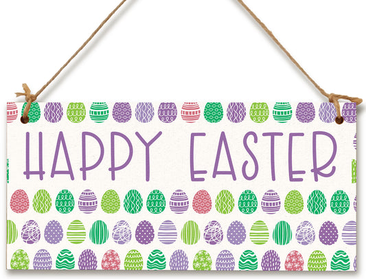 Handmade Wooden Hanging Wall Plaque Happy Easter Cute Fun Easter Sign Springtime Garden Kitchen Decoration