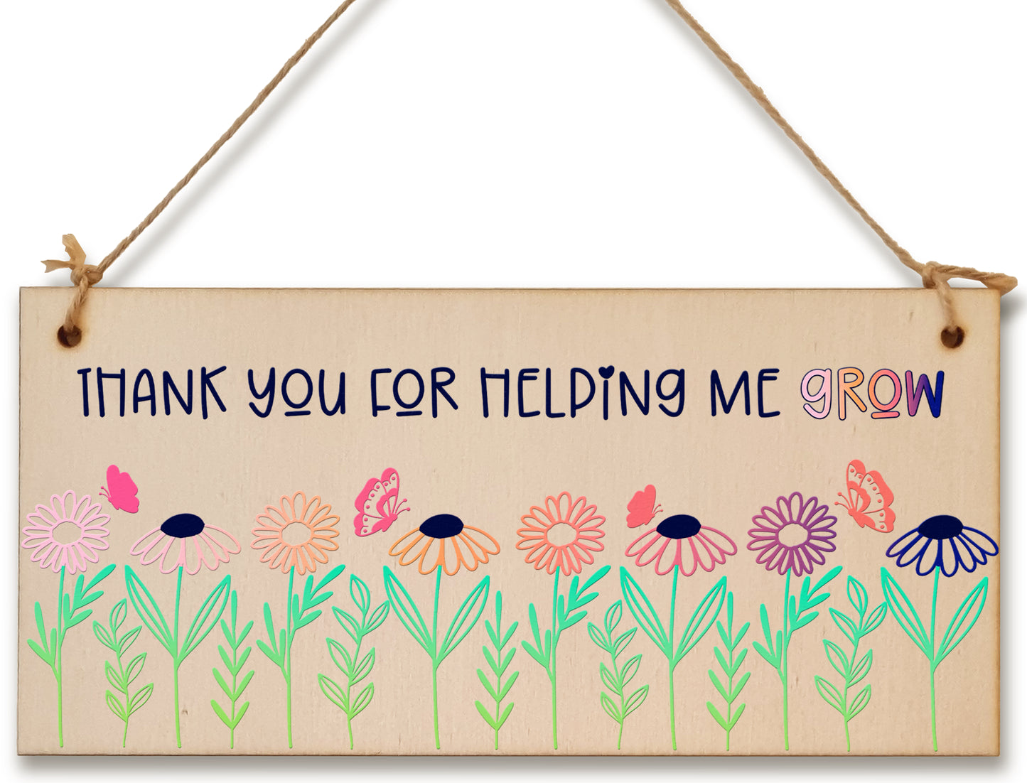 Thank You For Helping Me Grow Handmade Wooden Hanging Wall Plaque Gift Decoration Teacher Teaching Assistant End of Term