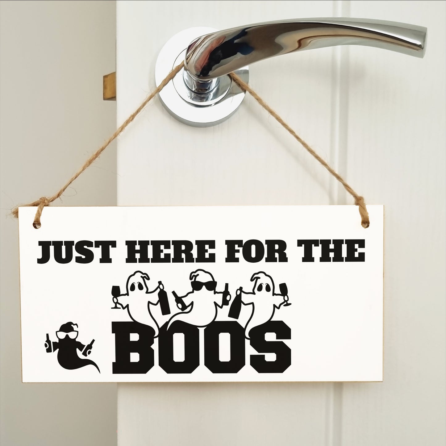 Just Here for the Boos Booze Funny Alcohol Halloween Sign Handmade Wooden Hanging Wall Plaque Gift Kitchen Home Décor