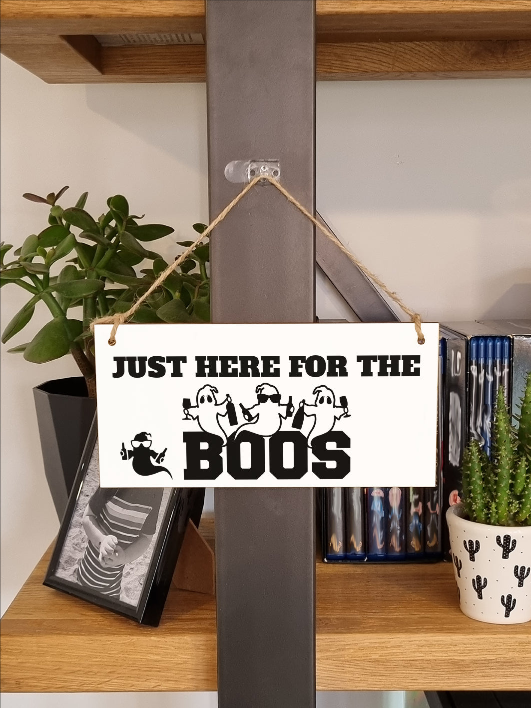 Just Here for the Boos Booze Funny Alcohol Halloween Sign Handmade Wooden Hanging Wall Plaque Gift Kitchen Home Décor