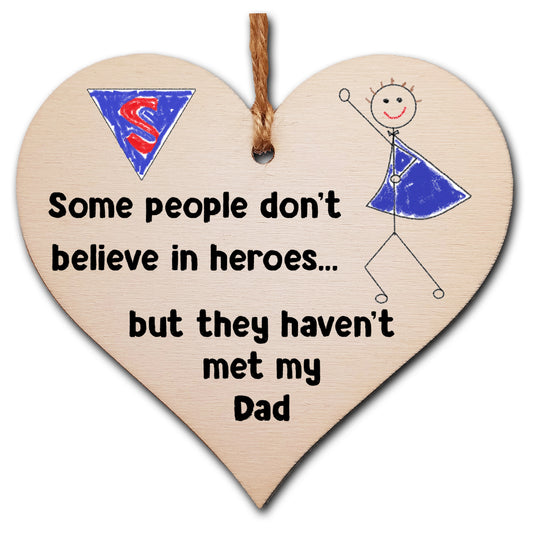 Handmade Wooden Hanging Heart Plaque Gift for Dad Novelty Funny Keepsake