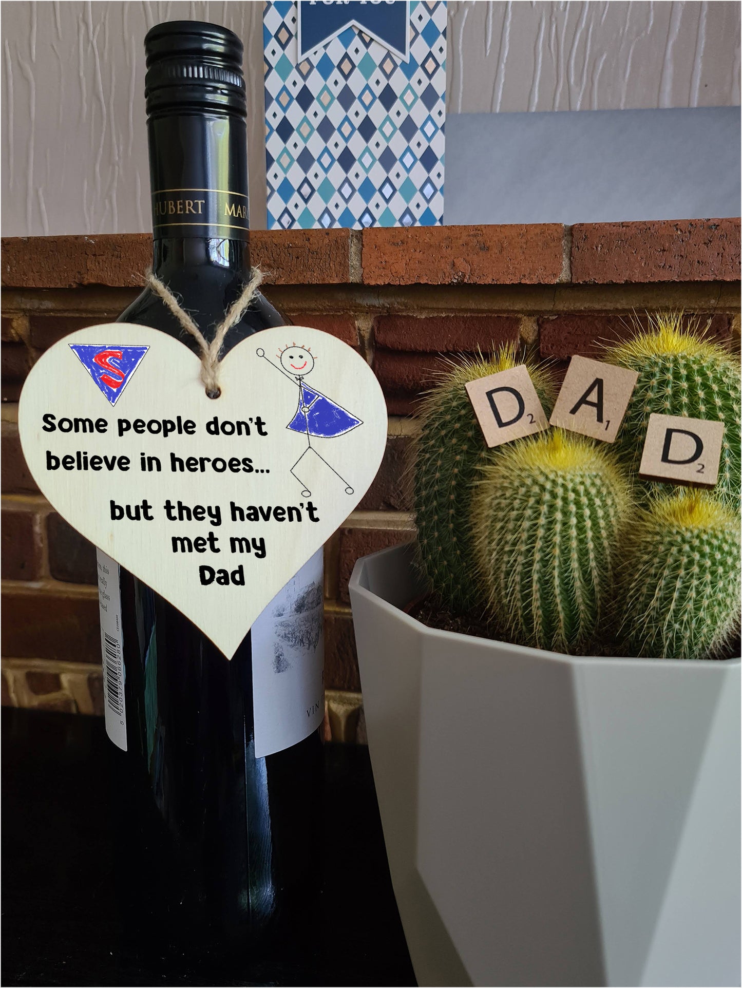 Handmade Wooden Hanging Heart Plaque Gift for Dad Novelty Funny Keepsake