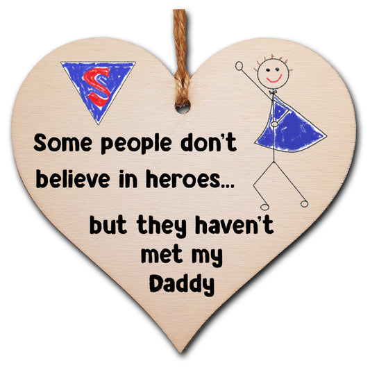 Handmade Wooden Hanging Heart Plaque Gift for Daddy Novelty Funny Keepsake