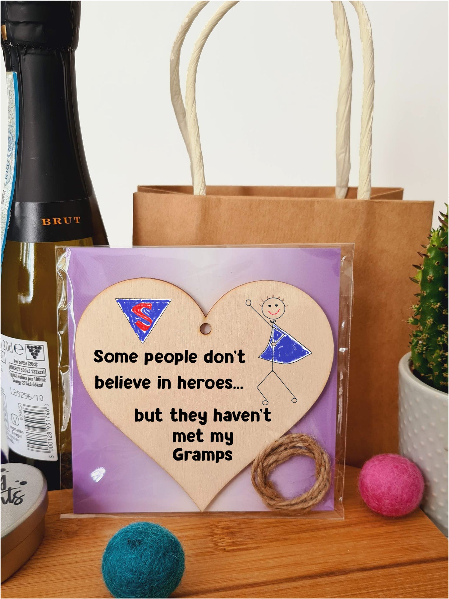 Handmade Wooden Hanging Heart Plaque Gift for Gramps Novelty Funny Keepsake