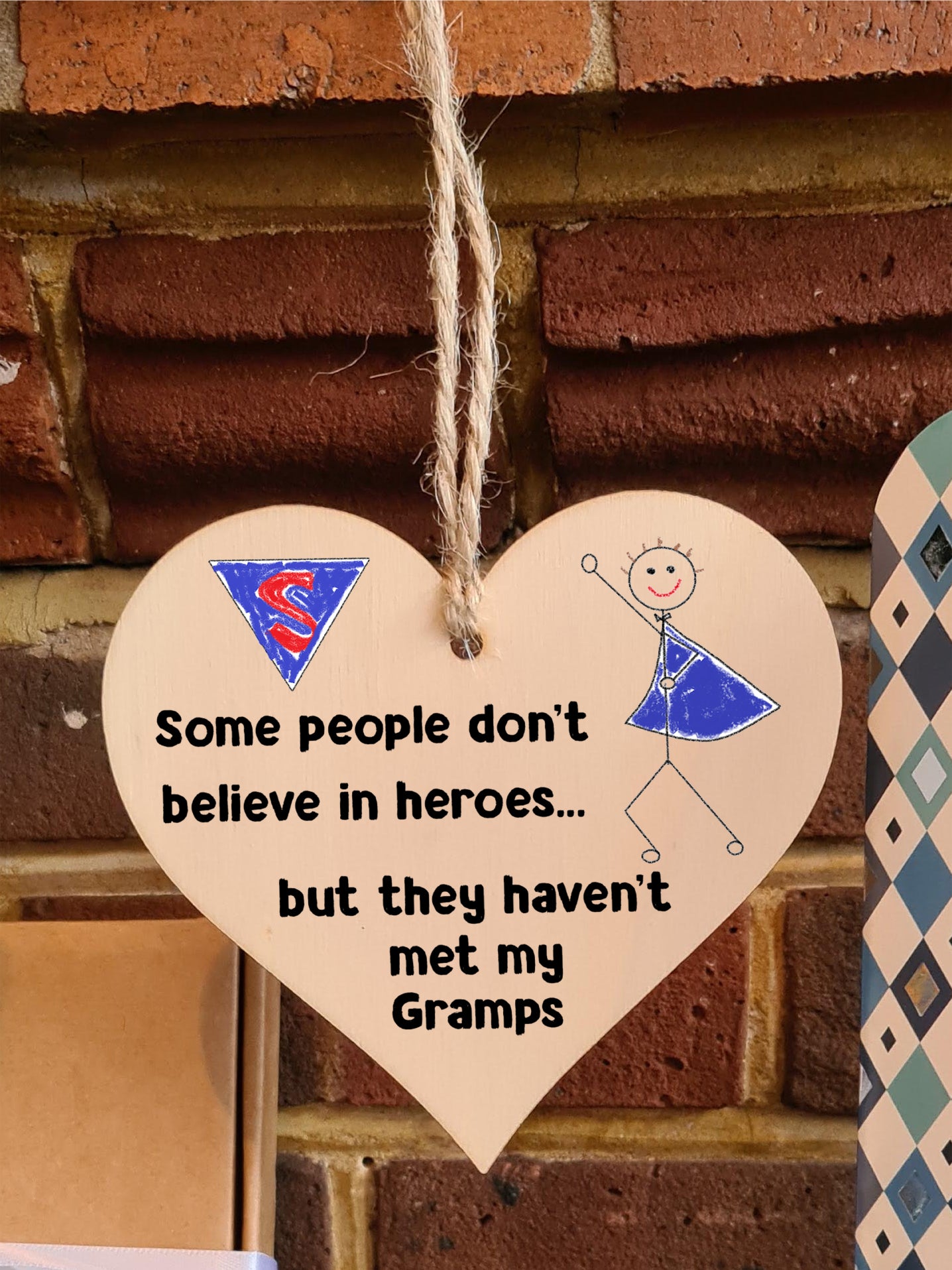 Handmade Wooden Hanging Heart Plaque Gift for Gramps Novelty Funny Keepsake