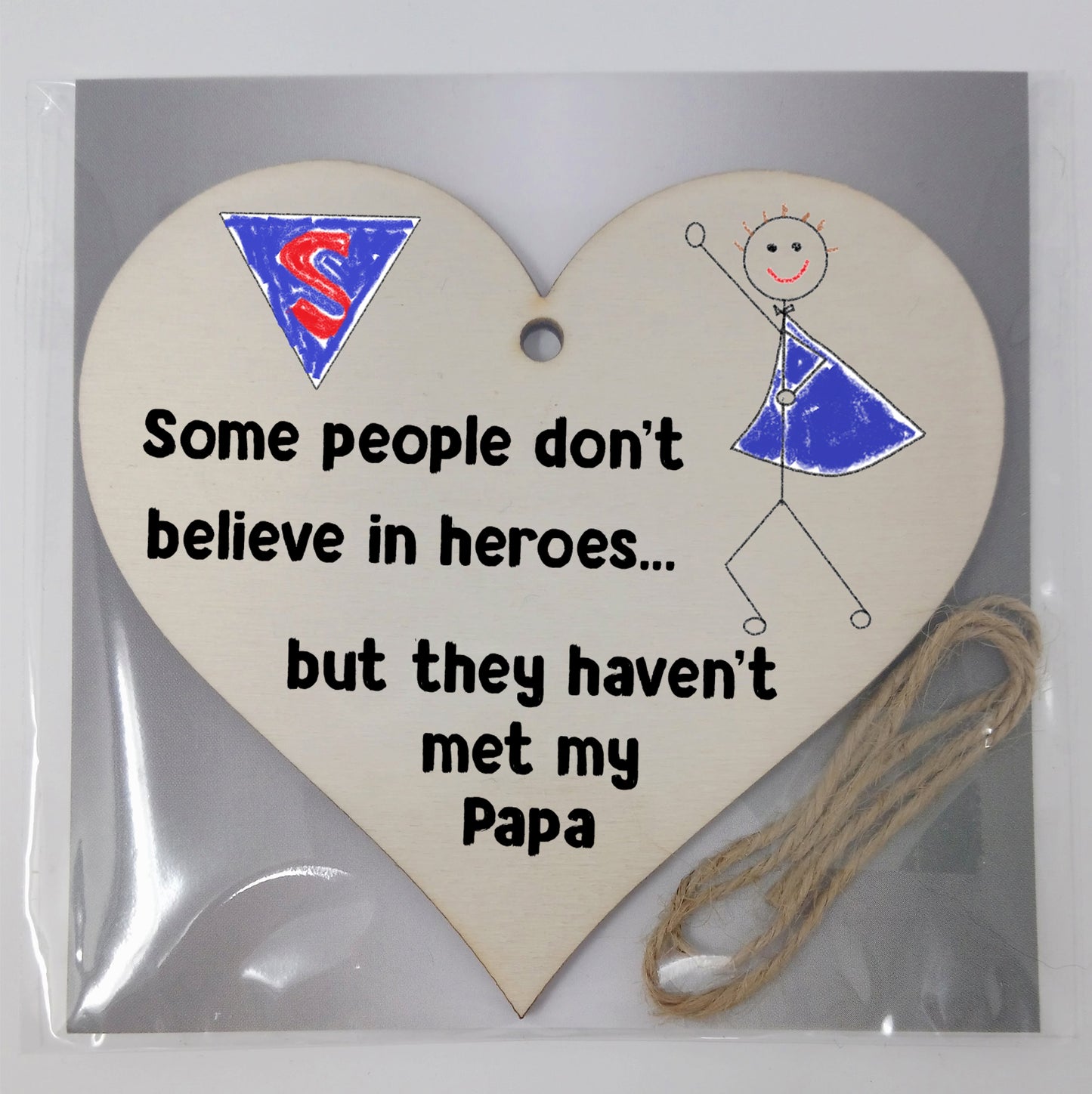 Handmade Wooden Hanging Heart Plaque Gift for Papa Novelty Funny Keepsake