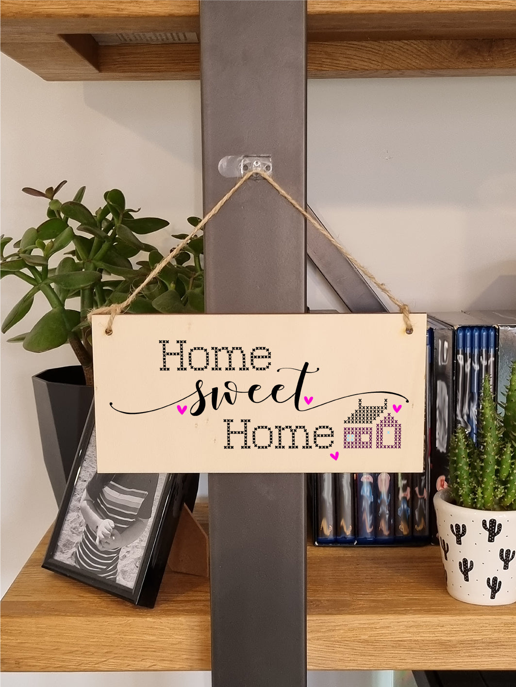 Handmade Wooden Hanging Wall Plaque Home Sweet Home Decorative Sentimental Sign Hallway Family Gift for Mum