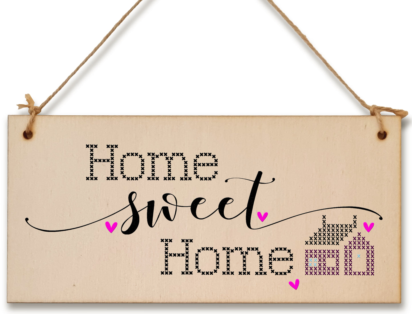 Handmade Wooden Hanging Wall Plaque Home Sweet Home Decorative Sentimental Sign Hallway Family Gift for Mum