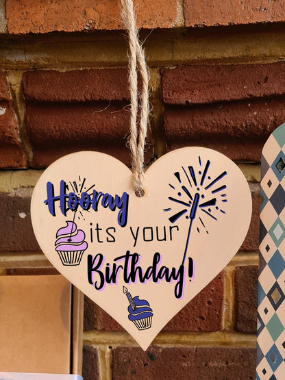 Handmade Wooden Hanging Heart Plaque Gift for Someone Special Happy Birthday Keepsake