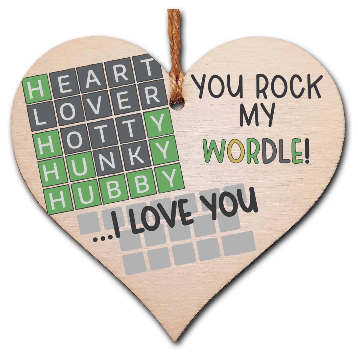 Handmade Wooden Hanging Heart Plaque Gift You Rock My World Wordle Love You Funny Hubby Husband Words