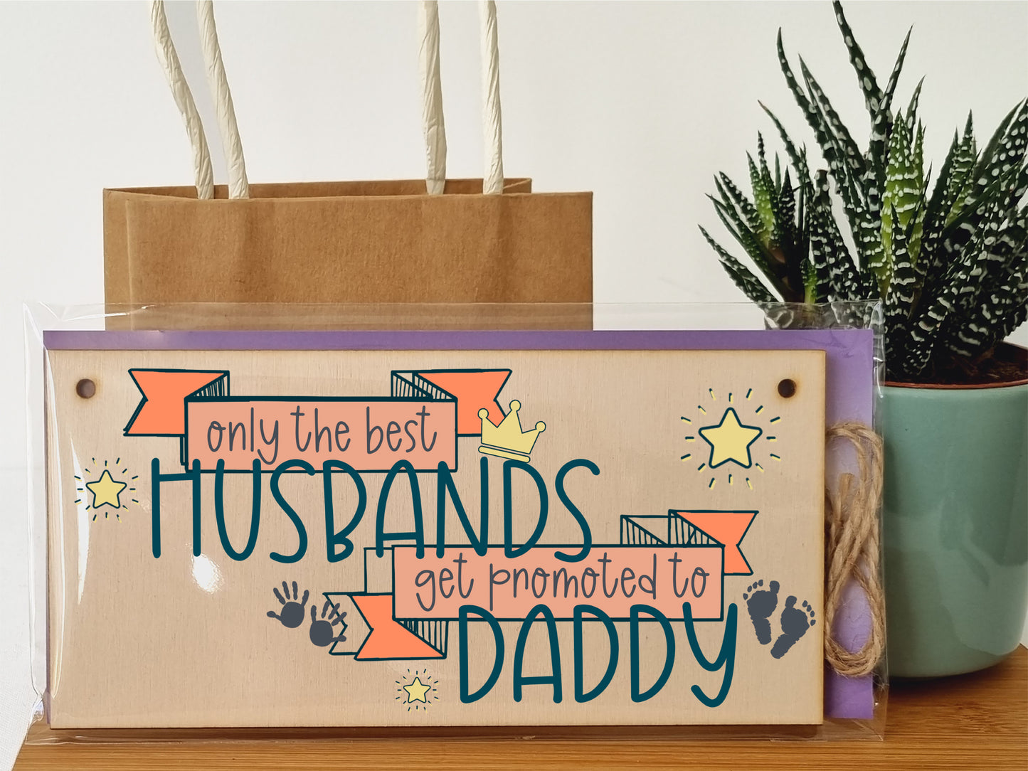 Handmade Wooden Hanging Wall Plaque Best Husbands Promoted to Daddy Sentimental Gift from Bump 1st Father's Day